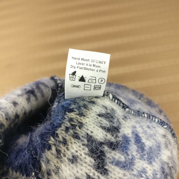Freyja Blue Fair Isle Icelandic wool 2ply cuffed Beanie toque hat Made in Canada - Picture 5 of 8